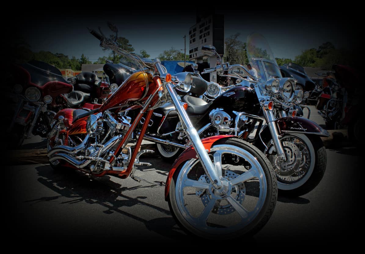 Myrtle Beach Bike Week motorcycles showcase in a faded frame