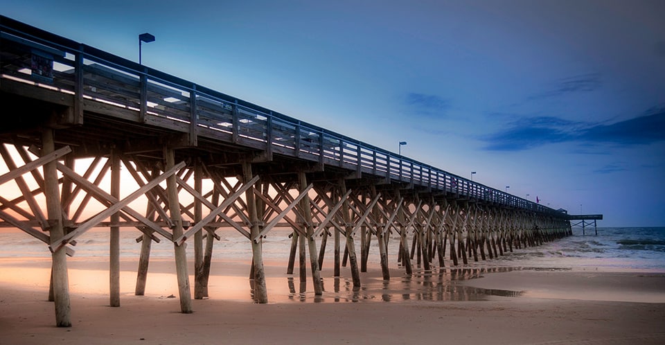 Myrtle Beach pier at dusk