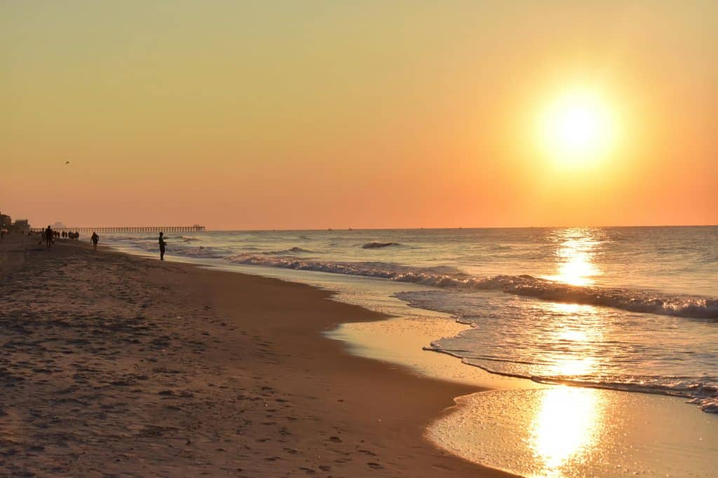 Myrtle Beach shore at sunrise